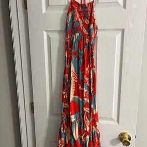 Free People Red and Blue Patterned Dress